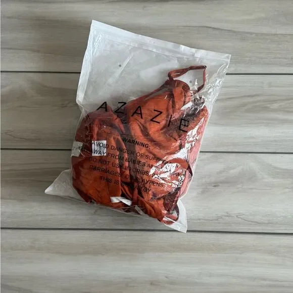 AZAZIE Desi Sheath Halter Corset Stretch Satin Dress Orange Size 12 NWT - Picture 11 of 11